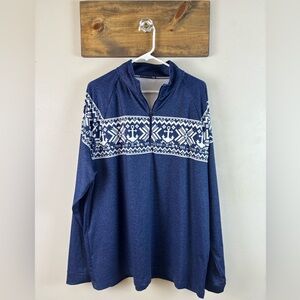 Southern Tide Men's XL Blue & White 1/4 Zip Long Sleeve Jacket- Nautical
